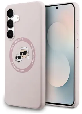 Obrázok produktu pre Silikónové puzdro Karl Lagerfeld s MagSafe Heads a hlavami Karl & Choupette pre Samsung Galaxy S25 FE - ružové