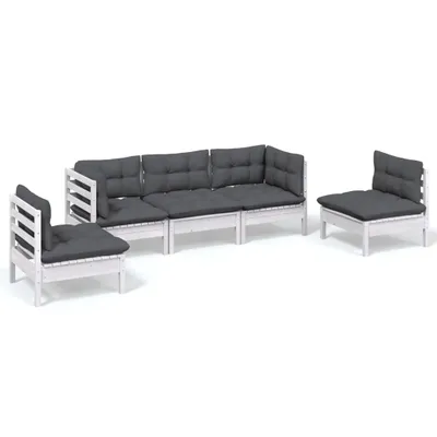 Immagine prodotto di vidaXL Set salotto da giardino 5 pezzi con cuscini in legno di pino massiccio