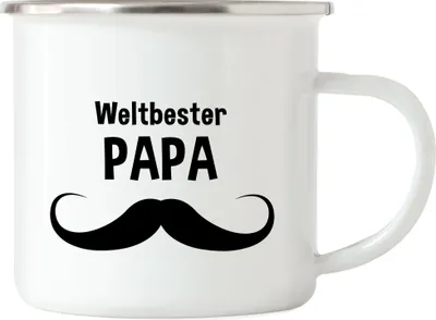 Produktbild von Weltbester Papa Emaille-Tasse Spruch Vatertagsgeschenk Bester Papa der Welt Geschenk Vatertag Herrentag