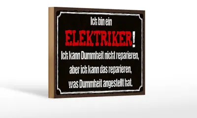 Produktbild von Holzschild Spruch 18x12cm bin Elektriker kann reparieren