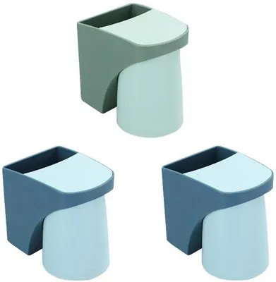 Immagine prodotto di Portaspazzolini magnetico a 3 scomparti da parete, con portaspazzolini blu e verde