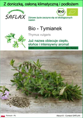 Zdjęcie produktu dla SAFLAX - Garden to go - Bio - Tymianek - 800 Nasiona - Z doniczką, pokrywą klimatyczną i podłożem do uprawy - Thymus vulgaris