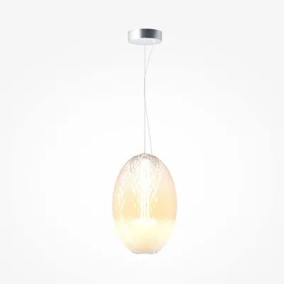 Zdjęcie produktu dla Lampa wisząca LED ozdobny owalny klosz BRUMA chromowana-biała 19W ciepła 2500lm szkło wym:345x25x25cm IP20 Maytoni