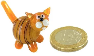 Immagine prodotto di Mini statuetta in vetro a forma di gatto - decorativa - 1 pezzo - chiara