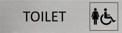 Produktbild von CombiCraft Aluminium Türschild Toilet Damen & Barrierefrei 165x45mm mit 3M-Tape