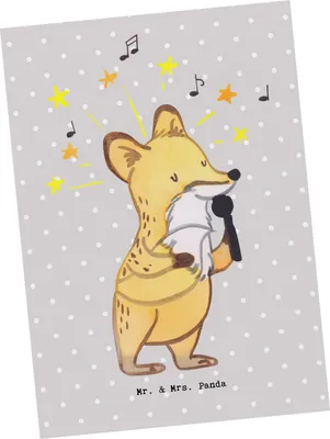 Produktbild von Mr. & Mrs. Panda bildkarte Musicaldarsteller Herz - Grau Pastell - Geschenk, Grußkarte, Postkarte, Ansichtskarte, Postkarten, Kunstkarten, Ansichtskarten