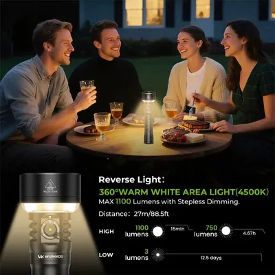 Immagine prodotto di Torcia LED - TS27 - 3200 lumen - Portata: 845 metri - Illuminazione RGB - Ricaricabile - Funzione di ricarica di emergenza - Colore: nero
