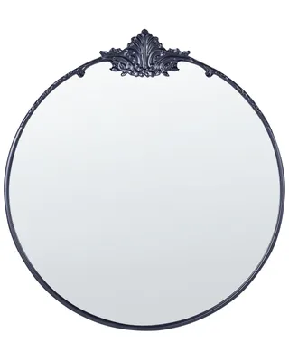 Zdjęcie produktu dla BELIANI Lustro ścienne czarne metalowe ⌀ 67 cm okrągłe dekoracja wisząca w stylu glamour
