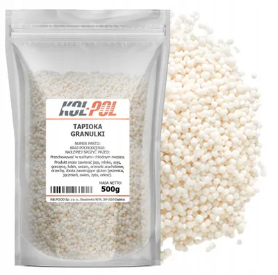 Zdjęcie produktu dla TAPIOKA KULKI 500g Granulki skrobia z manioku naturalna jakość Kol-Pol