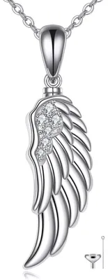 Productafbeelding van Halsketting met engelenwings, gemaakt van 925 sterling zilver, met zirkonia, voor dames en meisjes
