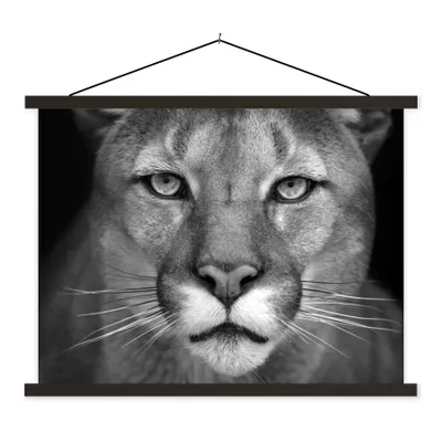 Produktbild von MuchoWow® Textilposter Panther - Wildlife - Schwarz - Weiß 150x113 cm mit holzfarbenen Rahmen - Poster