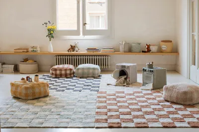 Produktbild von Lorena Canals Hocker / Viereckiger Sitzsack / Pouf Vichy, Farbe:Vichy Rose
