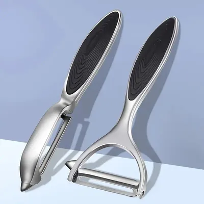 Produktbild von 2er-Set Edelstahl Gemüseschäler und Obstschäler mit rutschfestem Griff – Präzise Klingen für Küchengebrauch