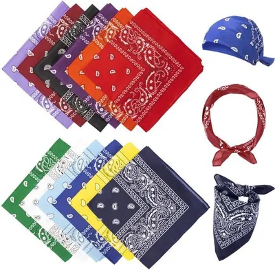 Produktbild von Set mit 12 Bandanas für Damen und Herren, Stirnband aus Polyester, Cowboy-Bandana, Haarband für Damen und Herren, auch für Hunde -