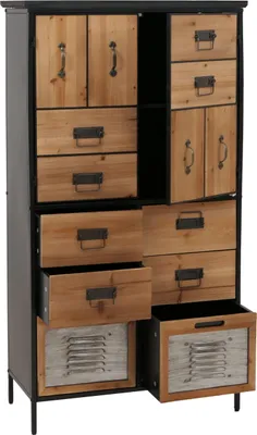 Obrázek produktu pro Lékárenská komoda HWC-O80, skříňka s vysokými zásuvkami, vintage shabby vzhled 136x73x35cm, přírodní barva