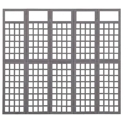 Zdjęcie produktu dla vidaXL Trellis/parawan 5-częściowy z litego drewna jodła szara 201,5x180 cm