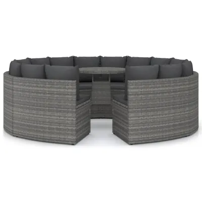 Zdjęcie produktu dla vidaXL 9-częściowa sofa ogrodowa z poduszkami z szarego polirattanu