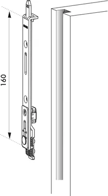 Image de Verrouillage haut avec sortie de tringle pour fenêtre, 160x16mm, Unijet, G-14661-00-0-1 - FERCO by THIRARD