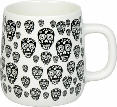 Produktbild von Könitz Becher Calavera Mexicanas White, New Bone China, Schwarz, 395 ml, 11 7 239 2921