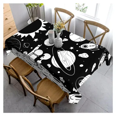 Produktbild von Rechteckige Tischdecke mit Astronautenmotiv für Esszimmer und Feiern, geeignet für Innen- und Außenbereiche