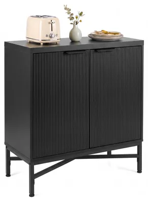 Produktbild von COSTWAY Aufbewahrungsschrank Sideboard mit Türen, Anrichte mit verstellbaren Einlegeböden, Kommode für Wohnzimmer, Flur & Esszimmer, Schwarz
