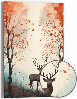 Produktbild von DEQOART Hybrid Leinwand Bild 60x90 cm 'Mystische Begegnung' Wandbild Glas flach modern