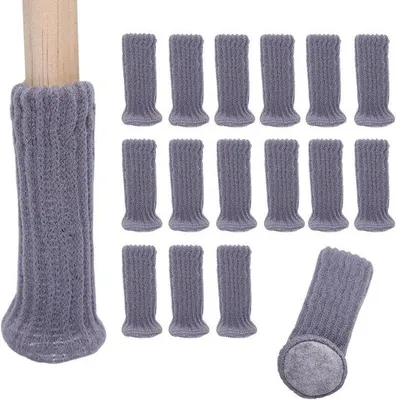 Produktbild von Famanu Stuhlbeinsocken - 16-teiliges Set - Antirutsch und elastisch - Für Stühle, Bänke und Tische - Schützt vor Kratzern - Grau