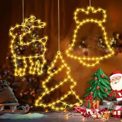 Productafbeelding van Lichtsnoer voor Kerstmis, raam, set van 3 leds, lichtgordijn, 8 modi, lichtketting, gordijn, kerstdecoratie, binnen en buiten, voor ramen, balkon, feest