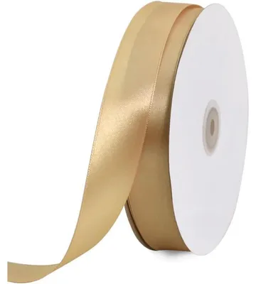 Zdjęcie produktu dla Satynowa złota taśma, 25 mm x 91 m, idealna do dekoracji, pakowania prezentów, ślubów, chrztów i urodzin
