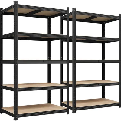 Produktbild von Yaheetech 2er Set Lagerregal Schwerlastregal 180 x 90 x 40cm, 5 Ablagen, max. 1750 kg, Schwarz