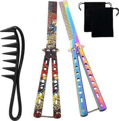 Produktbild von 3 Stück Schmetterlingsstil Kamm - Faltbarer Reise-Kamm für Haarstyling - Kamm für verschiedene Haartypen - Set von 3 Qualitätskämmen - Praktisch und handlich