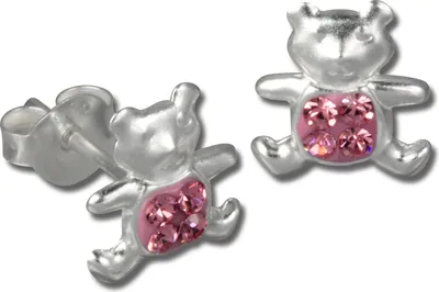 Produktbild von Teenie-Weenie Ohrstecker für Kinder 925 Silber rosa Teddy Ohrringe SDO8007A