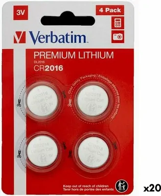 Obrázek produktu pro Lithiové knoflíkové články Verbatim 3 V CR2016 4 kusy (20 kusů)