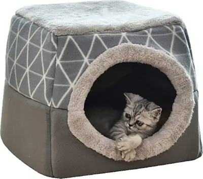 Obrázek produktu pro Cat Cave Cat House Cat Bed Pet Nest Sleeping Bag 2 in 1 Foldable Cuddly Cave For Comfortable, Grey, XL
