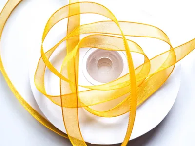 Organza-Band 50 m, 10 mm, Gelb-Zitrone