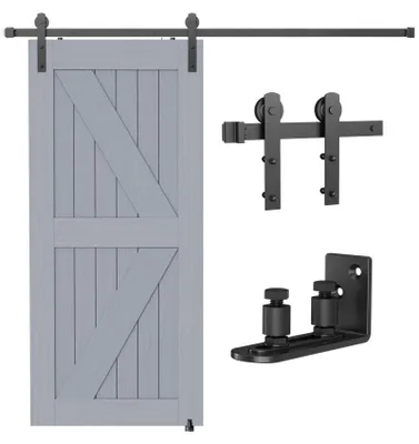 Schiebetür-Set 200 cm, Laufschiene mit Bodenführung, schwarz