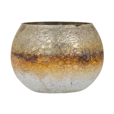 Image de Porte-bougies 18 x 18 x 14 cm, verre gris et blanc