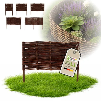 Immagine prodotto di Floranica 1 pezzo Recinzione in vimini 40 cm x 60 cm – Staccionata da giardino intrecciata Palizzata Recinzione naturale Bordo aiuola