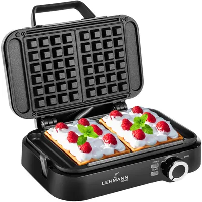 Doppel-Waffeleisen für belgische Waffeln, 1200 W, 240 °C, antihaftbeschichtet