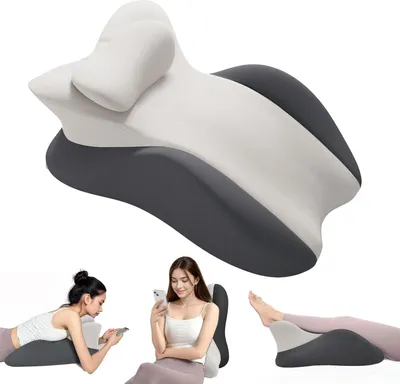 Obrázek produktu pro Klínový polštář z paměťové pěny, čtecí polštář na čelo postele, polštář na sezení, ergonomická opora pro bolesti zad, břišní spánek, ideální pro masáž, bederní polštář pro páry s odnímatelným potahem