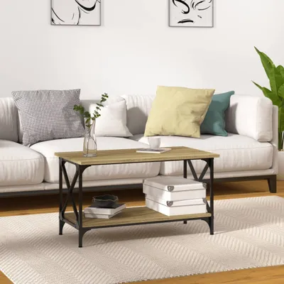 Produktbild von vidaXL Couchtisch Sonoma Eiche 80x45x45 cm Holzwerkstoff und Eisen - Couchtisch - Couchtische - Beistelltisch - Sofatisch
