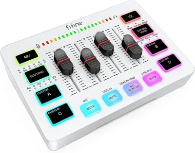 Productafbeelding van Gaming Audiomixer met XLR-microfooninterface, volumeregeling, 48 V fantoomvoeding