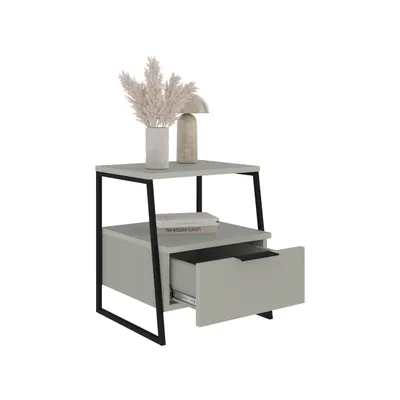 Produktbild von DECORTIE Pal Modern Nachttisch Mit Schublade Eschgrün Mehrzweck , 45 x 40 x 50 cm