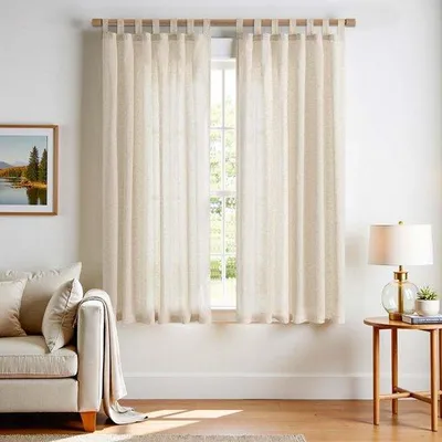 Obrázok produktu pre Sada závesov Unyqoos® (2 kusy) s vzhľadom na ľan – filtrovajú svetlo, s pútkami, z polyesterovej zmesi s ľanom, rozmery 140 x 175 cm, vhodné do obývačky a spálne
