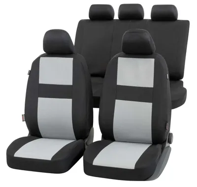 Produktbild von WALSER Auto-Sitzbezug Glasgow Komplettset, Universal PKW-Sitzbezüge 4-teilig, Auto-Schonbezüge, 2 Vordersitzbezüge, 1 Rücksitzbezug schwarz-grau