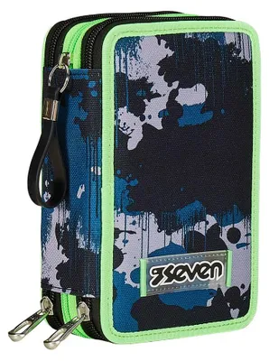 Imagen del producto de Siete estuches para lápices infantiles, estuche para niño con contenido, estuche escolar con 3 compartimentos