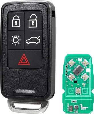 Immagine prodotto di Chiave Auto Programmabile Completa 433MHz, Techstar, con 5 pulsanti e Chip ID46, Compatibile con Volvo S60, V60, V70, XC60, XC70, S80, V40, FCCID: KR55WK49264, con elettronica e lama non tagliata