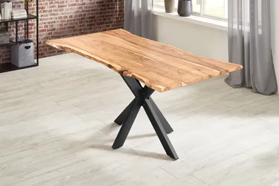 Produktbild von Esstisch Baumkante massiv Akazie natur 240 x 100 schwarz HELENE
