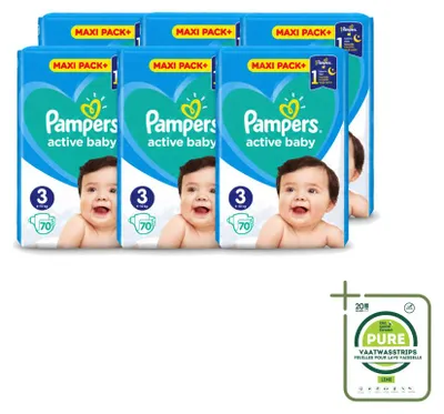 Immagine prodotto di 6 pannolini Pampers Active Baby, taglia 3, da 6 a 10 kg - confezione grande - 6 pezzi