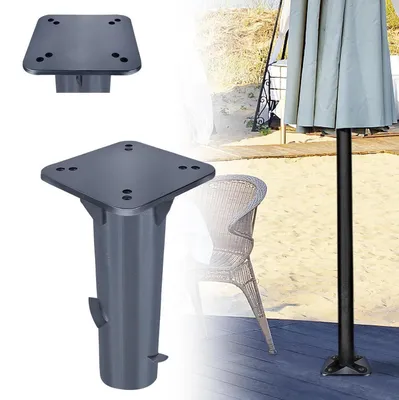 Image de Support de parasol au sol, en métal, gris foncé, 16x16 cm, hauteur 40 cm